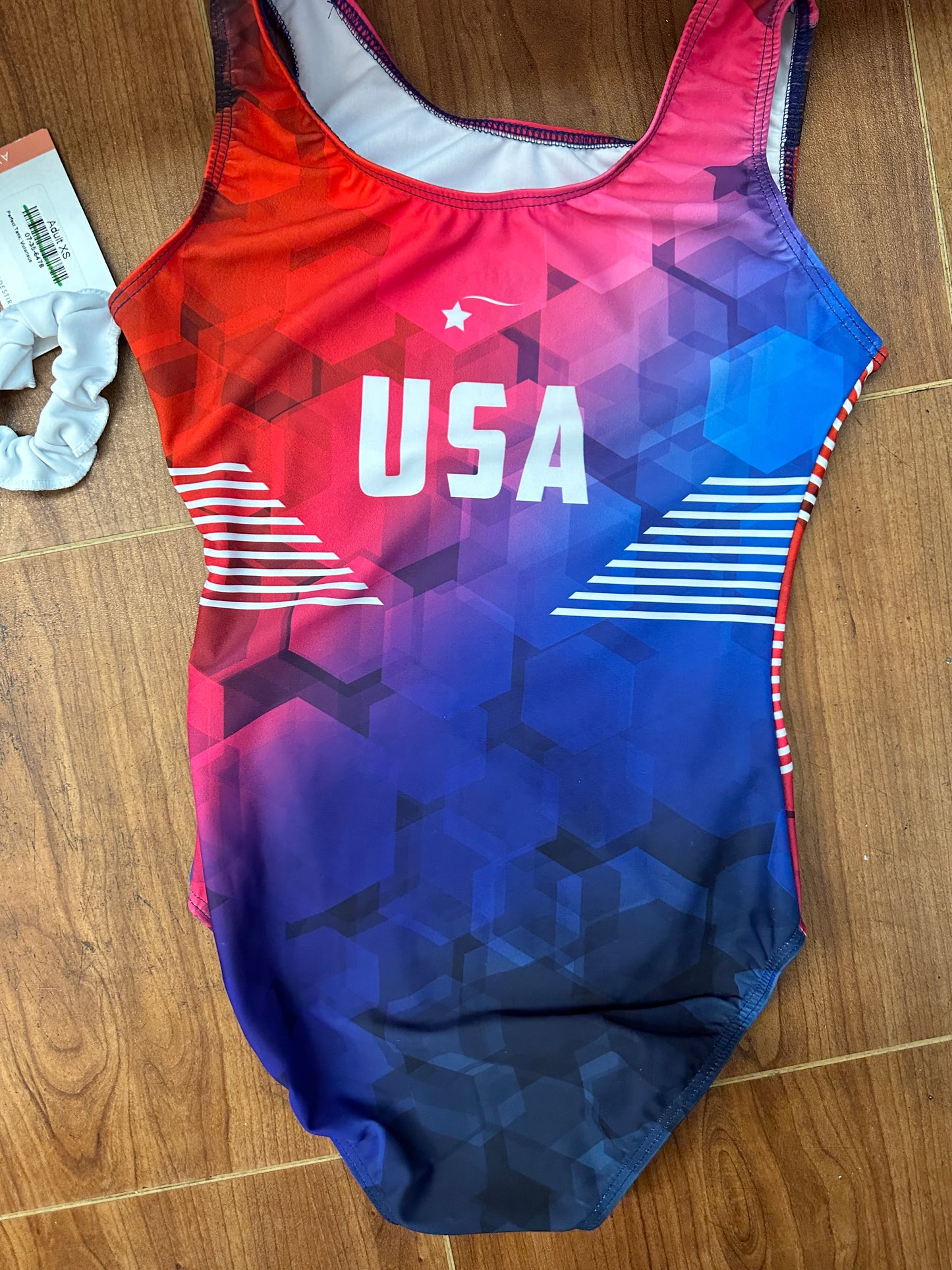 New Gymnastics Leotard Destira Victorious USA Adult XS and Small Includes Scrunchie
