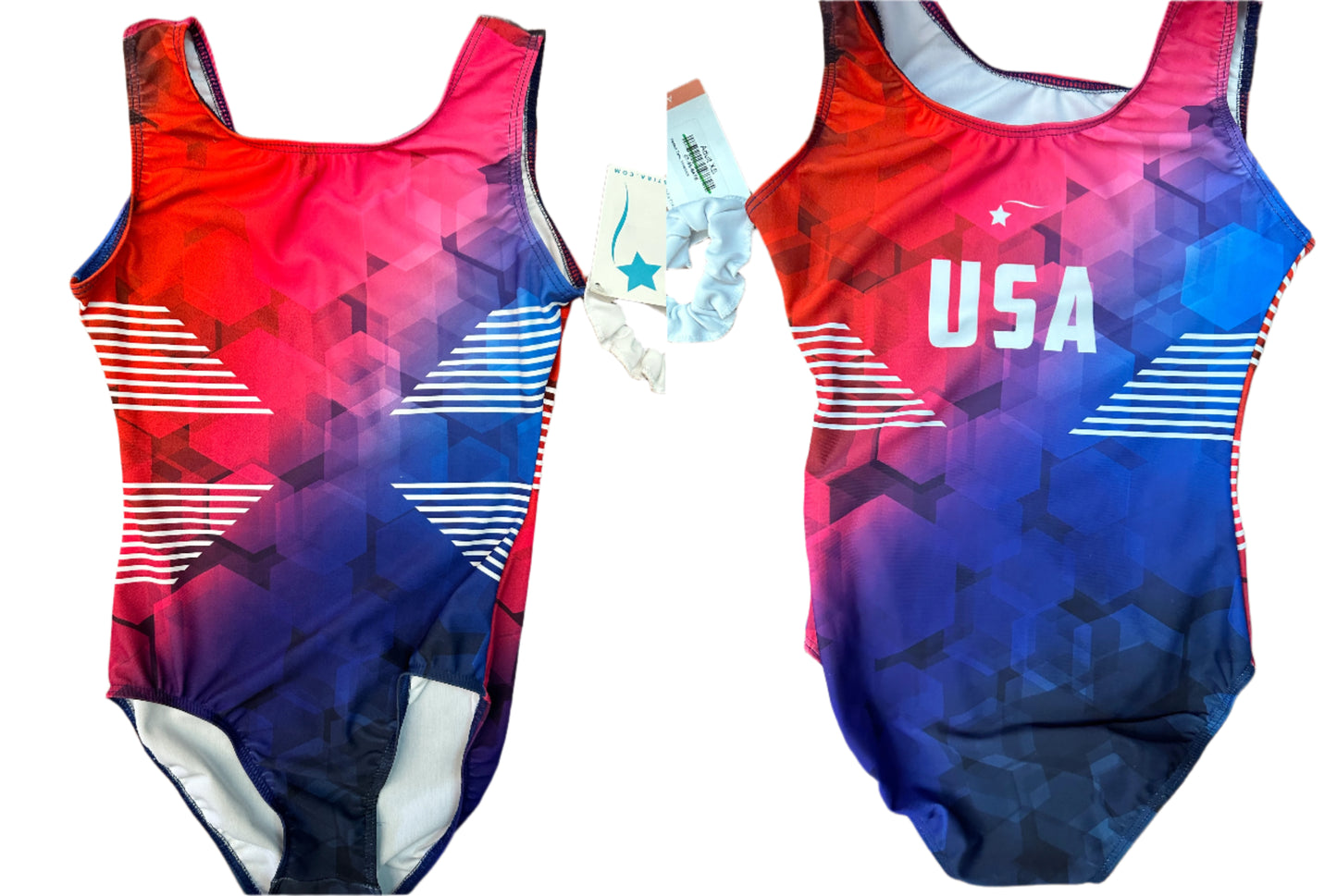New Gymnastics Leotard Destira Victorious USA Adult XS and Small Includes Scrunchie