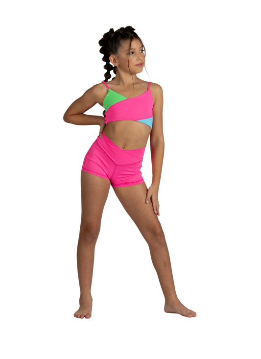 Pre-Owned Top XOXO Dancewear Pink Blue Green Camisole Child Intermediate 6x-7