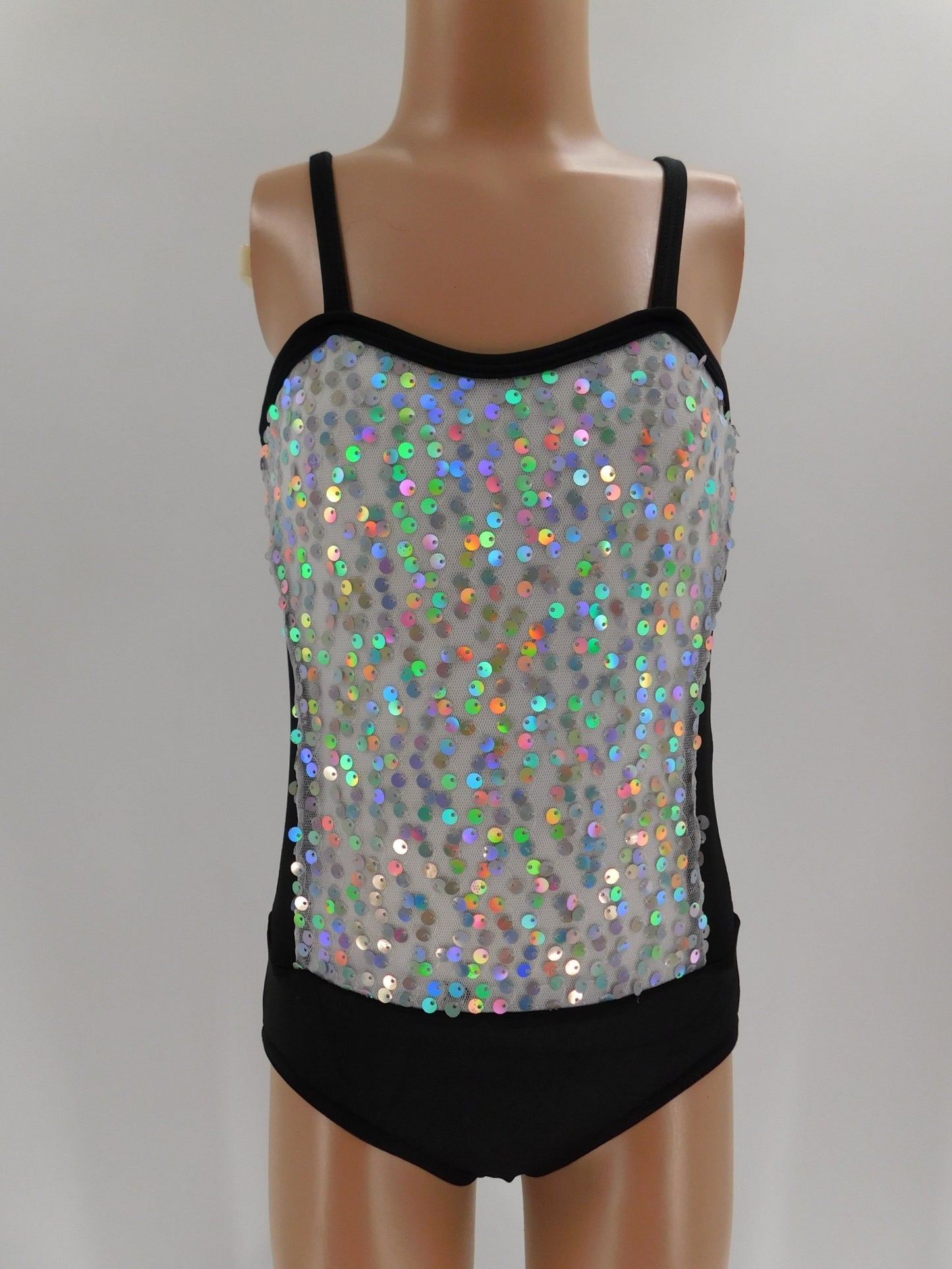 Pre-Owned Costume Curtain Call E2113 Medium Child Black White Sequin 2in1