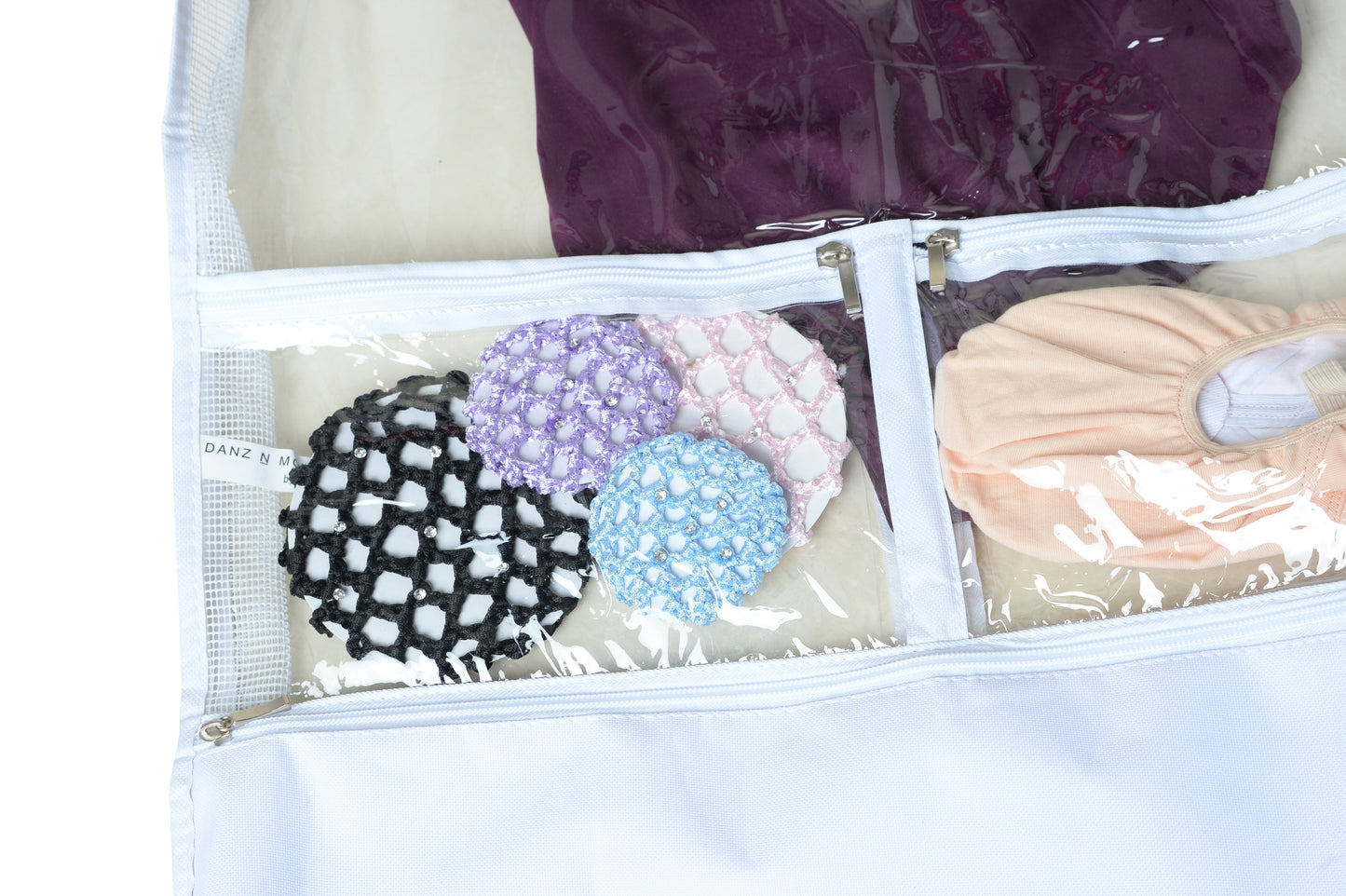 New Garment Bag Danz N Motion Clear with colorful Gusset and Pockets