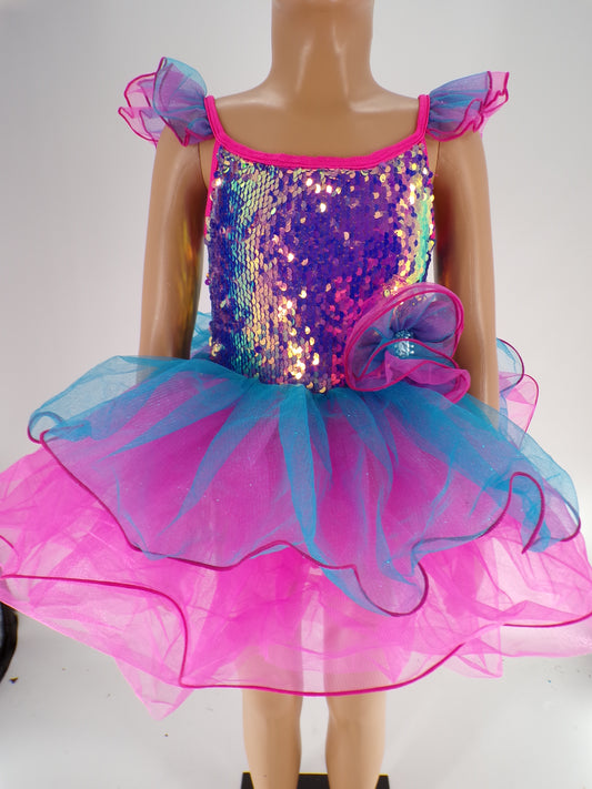 Pre-Owned Costume Curtain Call  E2320 XS Child Pink Sequin Jazz Sequin