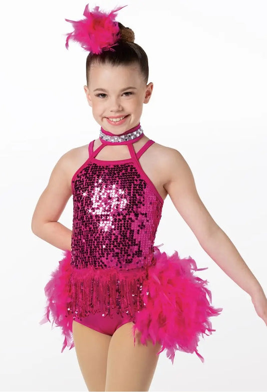 Pre-Owned Costume Weissman  13809 Int Child Pink Feathers Jazz Tap Sequins