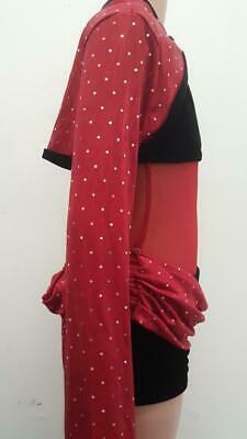 Pre-Owned Costume American Dancewear Small Adult Red Unitard Jazz Sequin Nutcracker