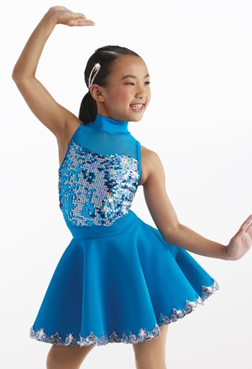 Pre-Owned Costume Weissman 15453 Small Adult Turquoise Jazz Tap Sequin Sparkle