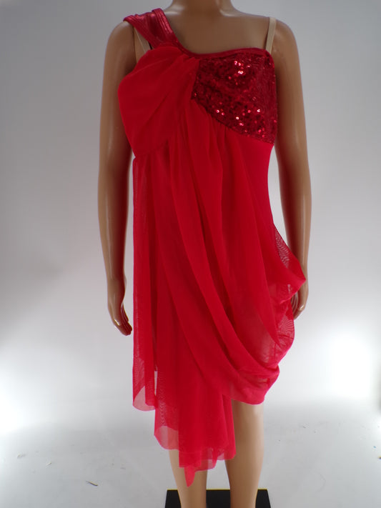 Pre-Owned Costume Unbranded   Medium Child Red  Lyrical Sequins
