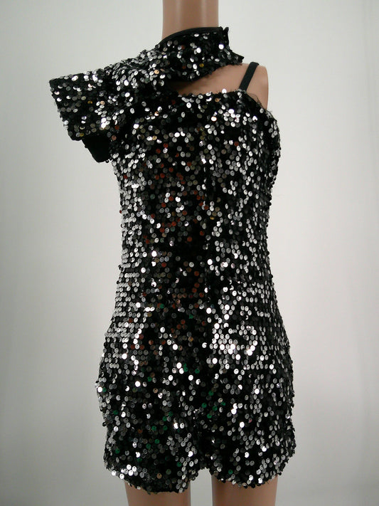 Pre-Owned Costume Kelle   Large Child Black Sparkle Jazz Sequins