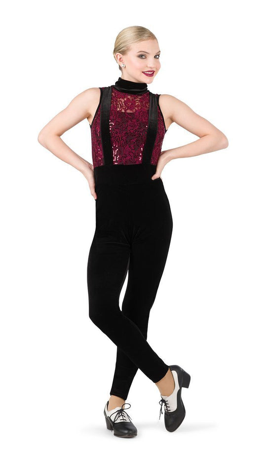 Pre-Owned Costume Costume Gallery  19620 Large Child Burgundy Jumpsuit Jazz Sequin