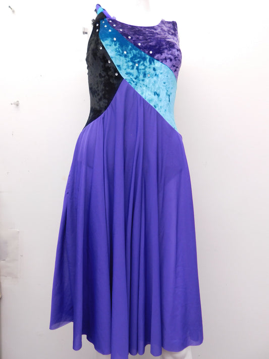 Pre-Owned Costume Dansco   Large Child  Purple Dress Lyrical Rhinestones