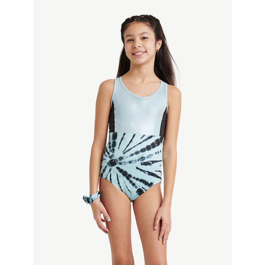 Pre-Owned Gymnastics Leotard Medium Child Justice Aqua Black Strappy