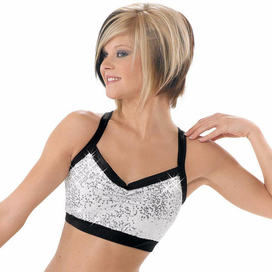 Pre-Owned Costume Sequin Bra Top Balera  SQ3254 Large Child Red  Jazz Tap Sequin
