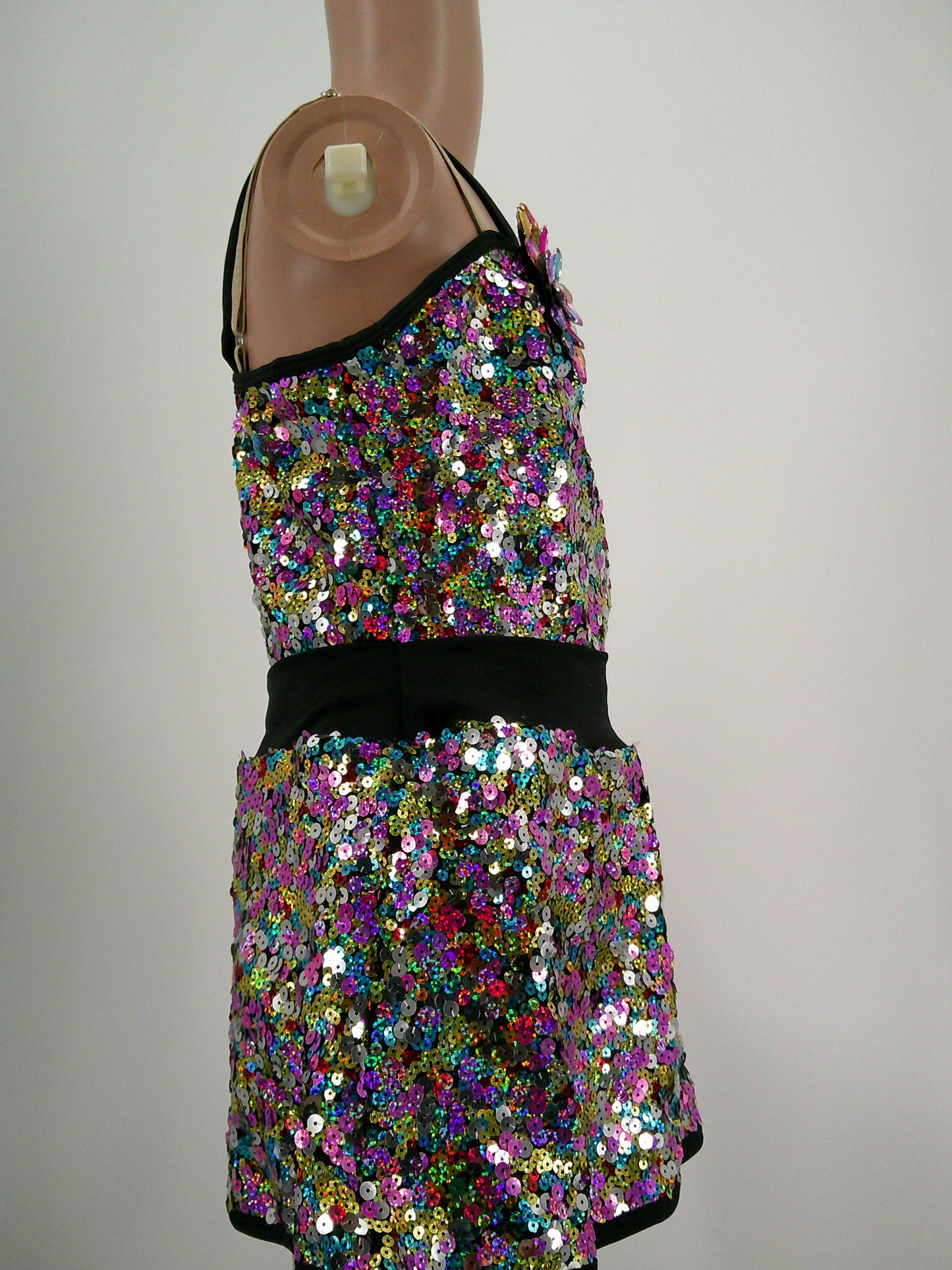 Pre-Owned Costume Curtain Call  E2018 XL Child Black Top Jazz Sequins