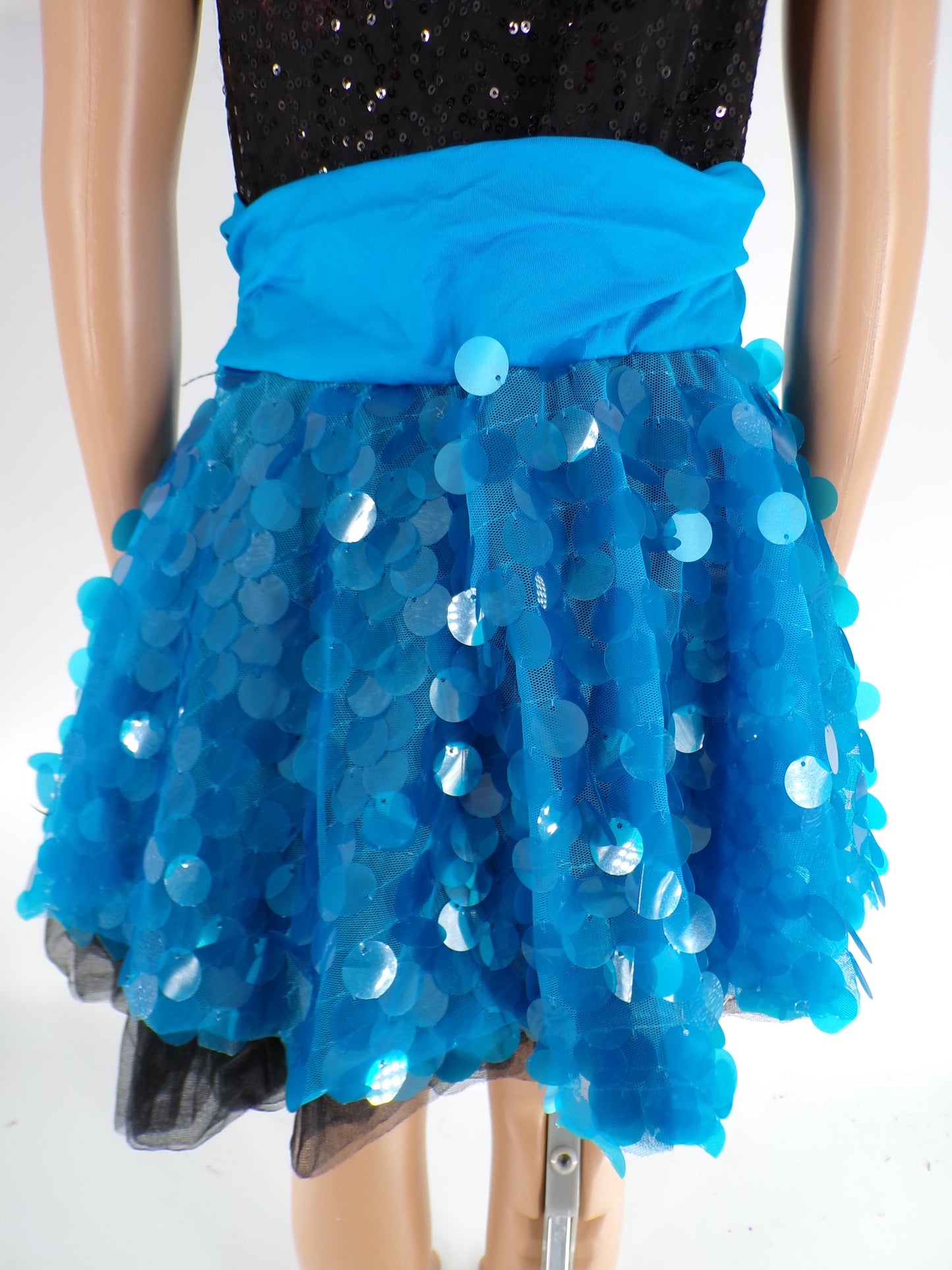 Pre-Owned Costume Weissman  7806 Medium Child Turquoise Dress Jazz Musical Sequins
