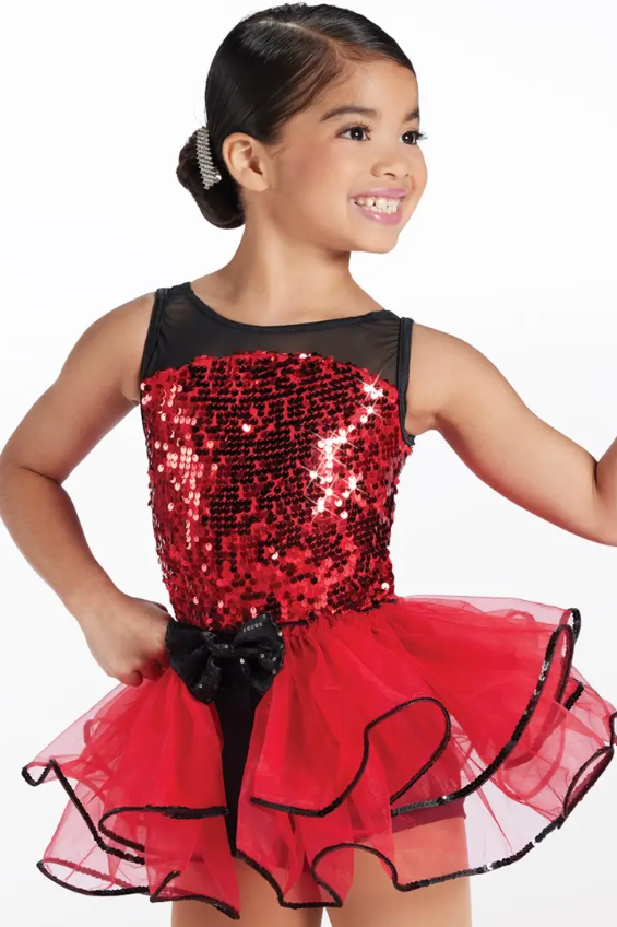 Pre-Owned Costume Weissman  14410 Medium Child Red 3in1 Ballet Jazz Tap Sequin
