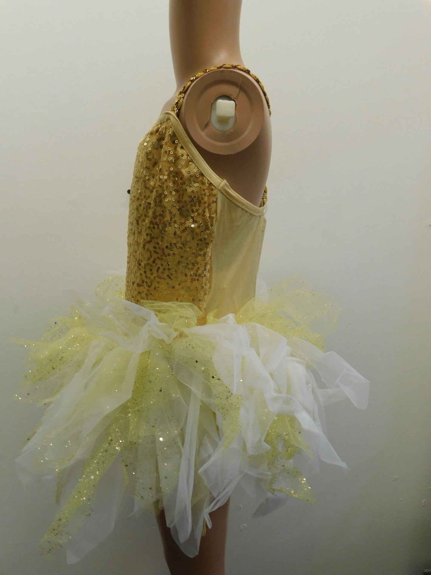 Pre-Owned Costume Large Child Gold Costume Gallery 152226 Tap Ballet Fairy Tutu Sequin