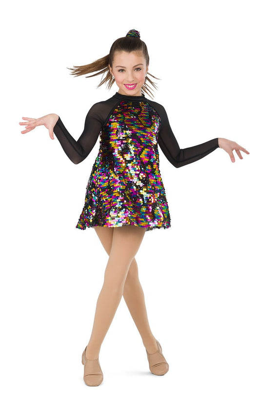 Pre-Owned Costume Costume Gallery  19668 Small Adult Multi Dress Jazz Tap Sequins