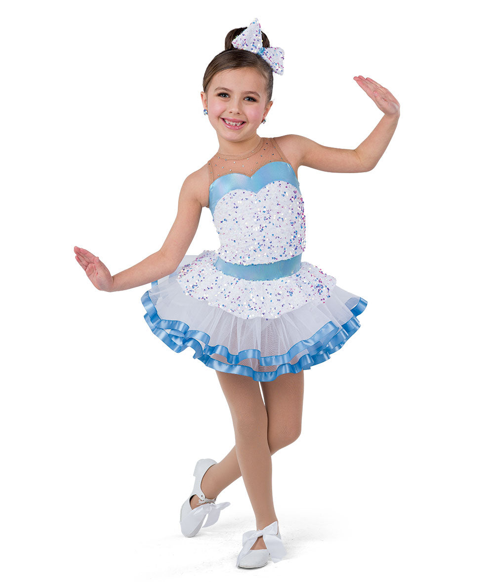 Pre-Owned Costume Small Child Blue A Wish Come True H602 Ballet Tap Musical Theater Sequin Tutu Dress