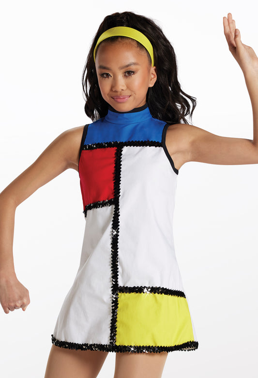 Pre-Owned Costume Weissman 10296 Intermediate Child White Dress Jazz Sequin Mod