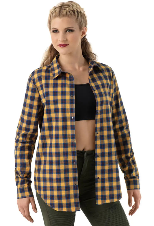 Pre-Owned Plaid Top Balera AH9840 Medium Adult Yellow Jazz Hip Hop