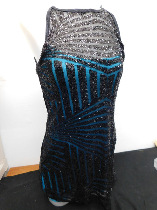 Pre-Owned Costume Curtain Call J5246 Medium Adult Turquoise Jazz Lyrical Sparkle Dress