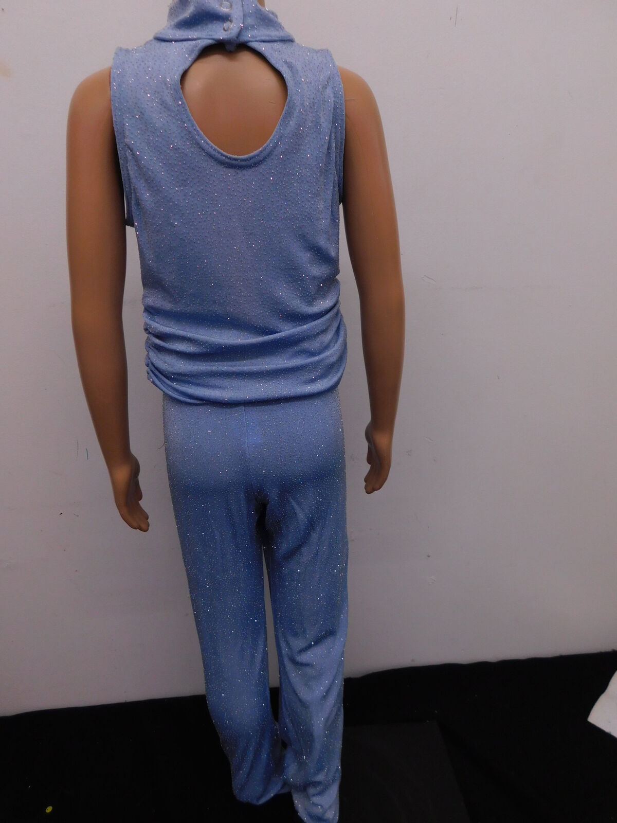 Pre-Owned Retro Costume Kelle Medium Child Blue Pant Suit Jazz Disco Glitter