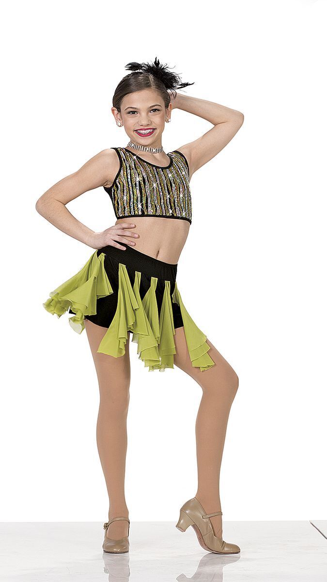 Pre-Owned Costume Art Stone 2358 Small Adult Green 2Pc Jazz Sequins