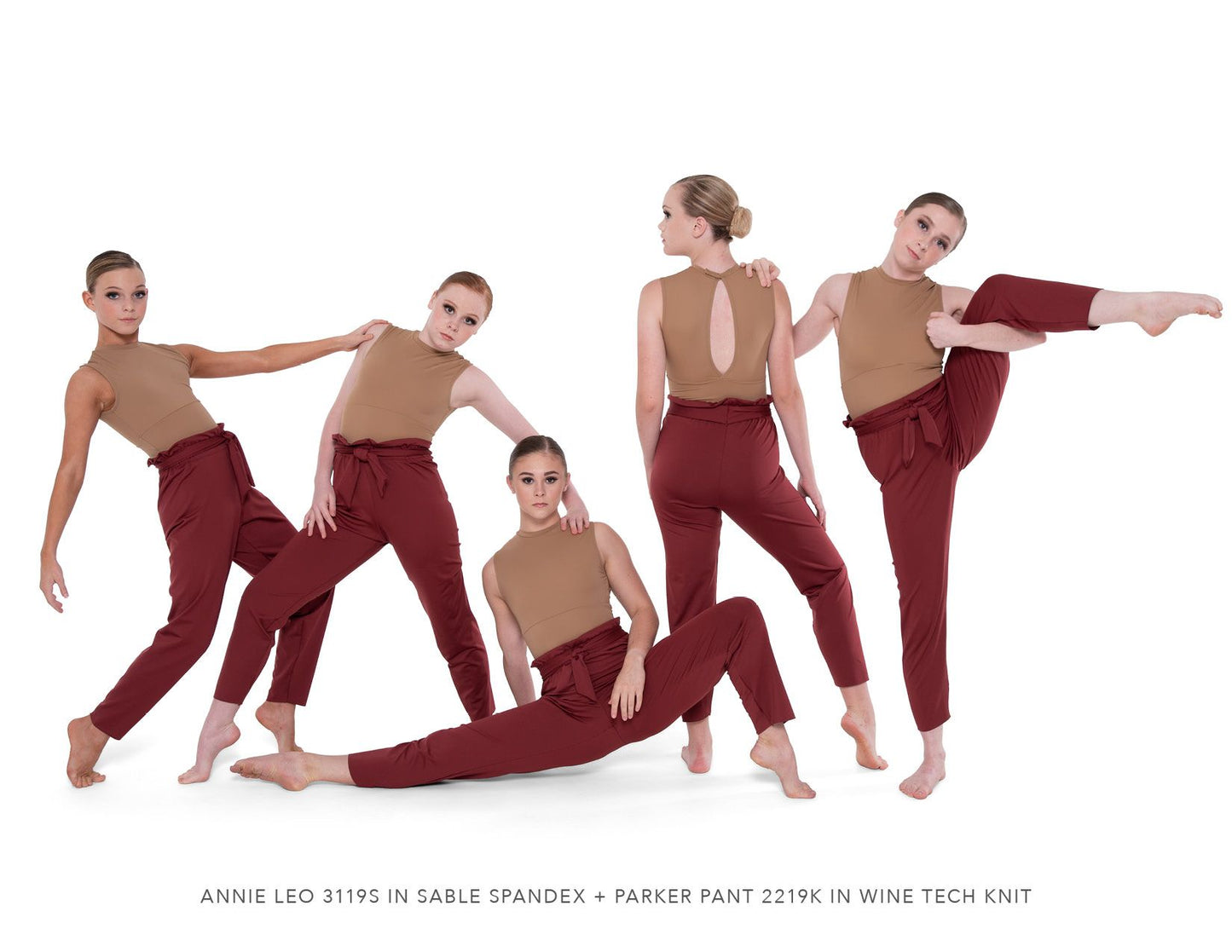 Pre-Owned Costume Pants Kizzi Dancewear Medium Adult Burgundy Contemporary Cinched Waist