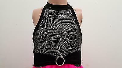 Pre-Owned Costume Weissman  3062 Large Child Hot Pink Glitter Bust Dress Jazz Lyrical