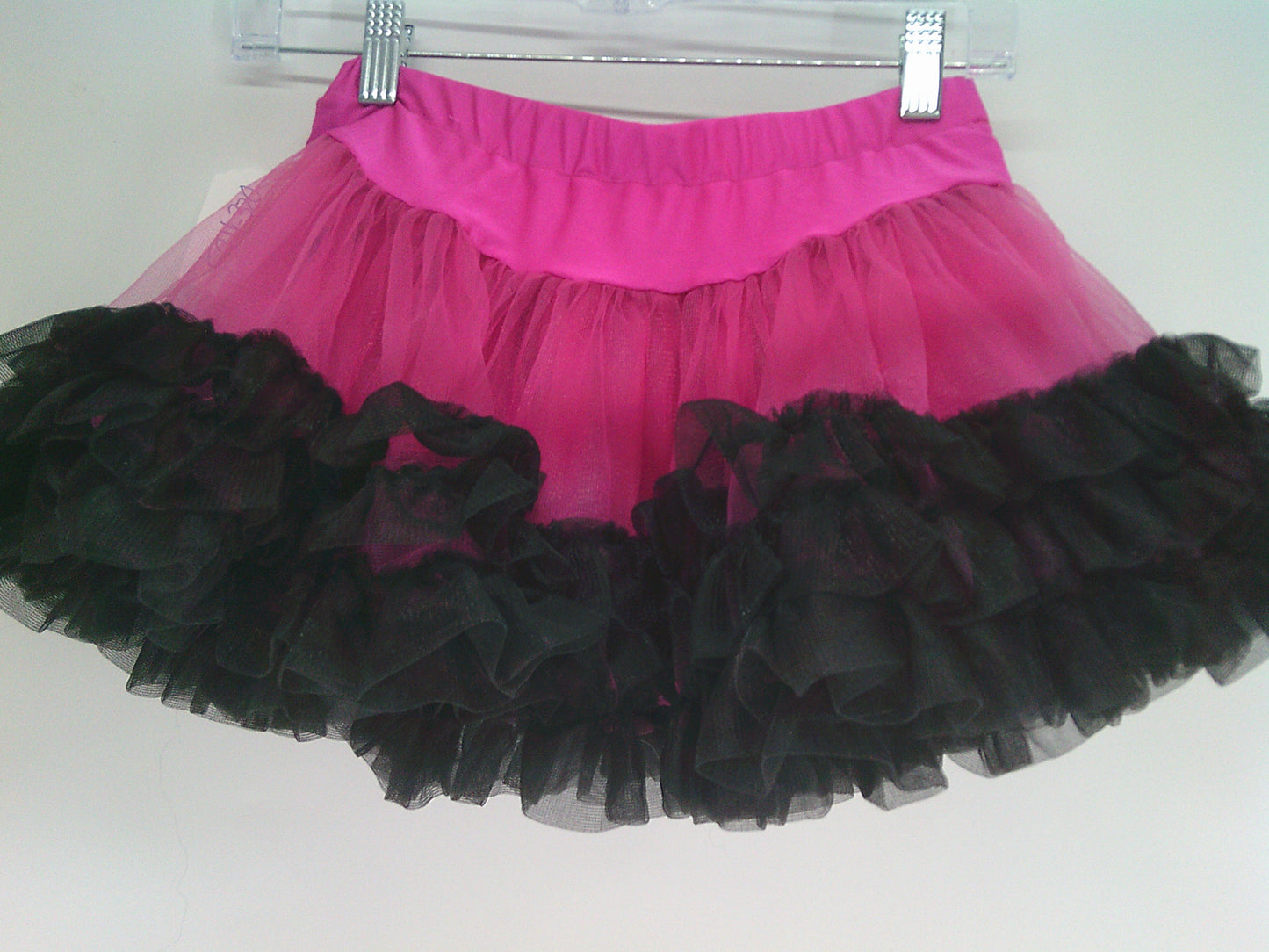 Pre-Owned Tutu Petticoat Skirt Child Large be Wicked Hot Pink Black jazz Tap