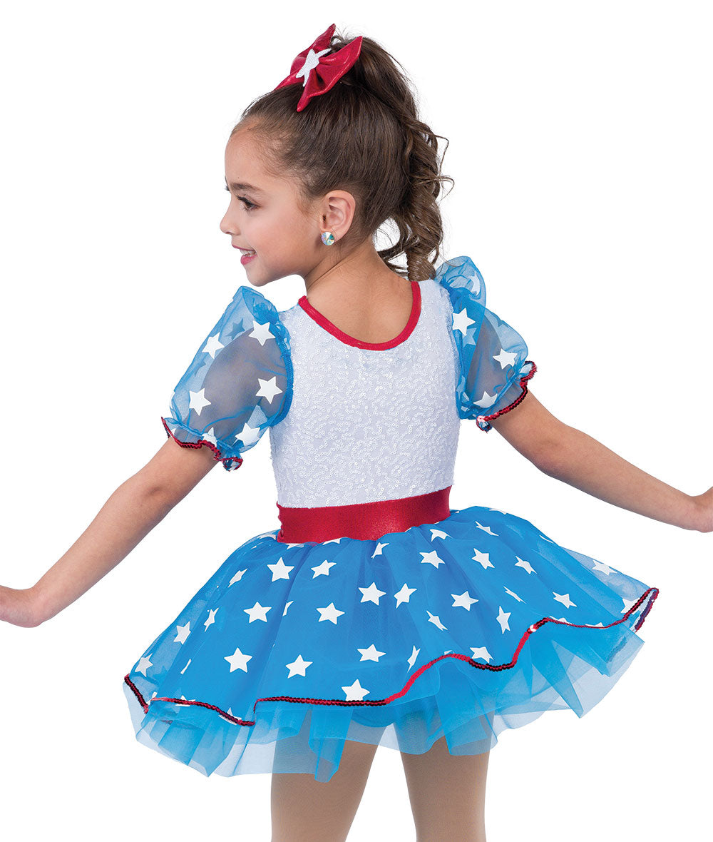 Pre-Owned Costume AWCT  23004 Medium Child Blue Stars Jazz Tap Sequins USA