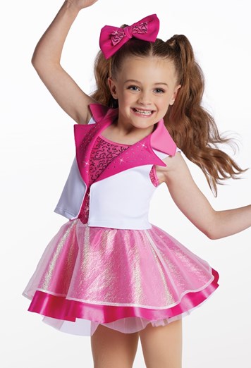 Pre-Owned Costume Weissman  14874 Medium Child Pink  Iridescent Skirt Jazz Tap Sequin
