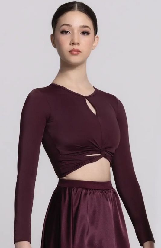 Pre-Owned Crop Top Balera MJ13068 Medium Adult Child Burgundy Contemporary
