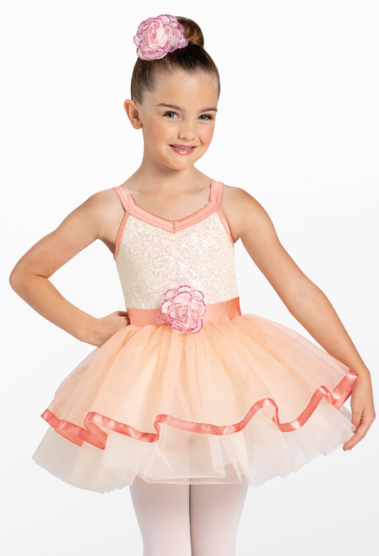 Pre-Owned Costume Weissman 13182 Small Child Peach Tutu Dress Ballet Pageant Sequin (Copy)