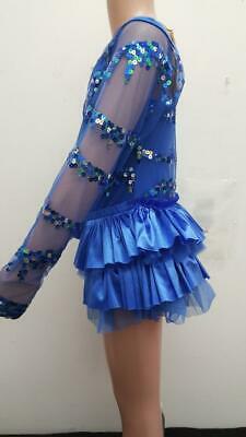 Pre-Owned Costume Small Child Blue Weissman 7907 Tap Jazz Clogging Long Sleeve Sequin