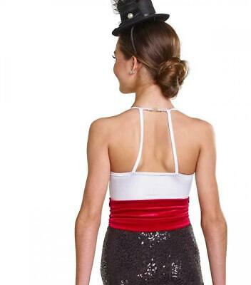 Pre-Owned Costume Medium Adult White Curtain Call E1786 Jazz Tap Musical Theater Tuxedo Ruffles Unitard