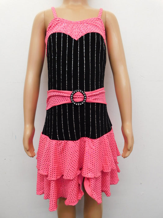 Pre-Owned Costume Weissman  4618 XL Child Pink Glitter Dress Jazz Tap