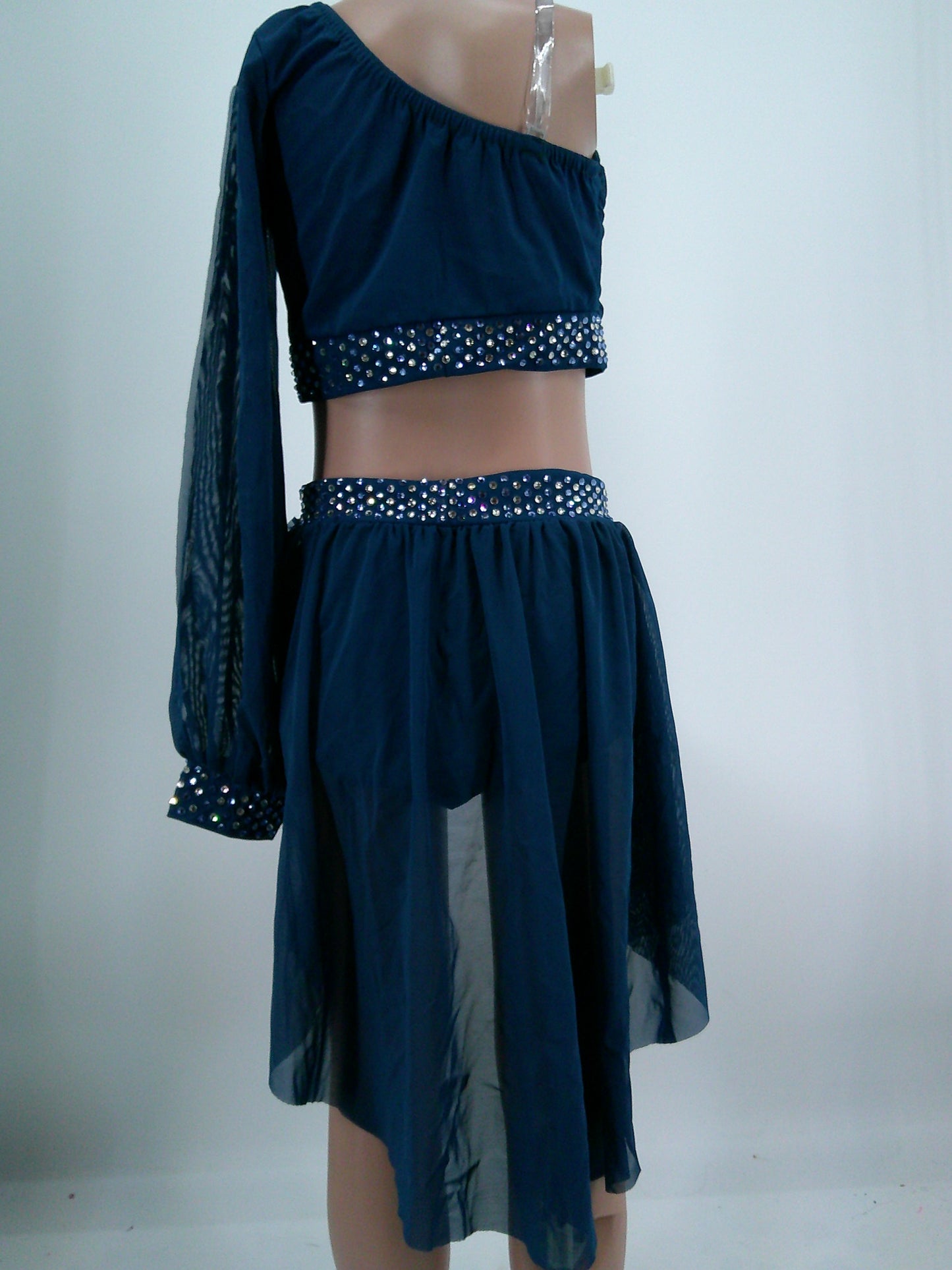 Pre-Owned Costume Kelle Large Child Teal One Sleeve Lyrical Rhinestone
