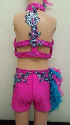 Pre-Owned Costume Glamour   Medium Child Pink 2 pc Jazz Sequin