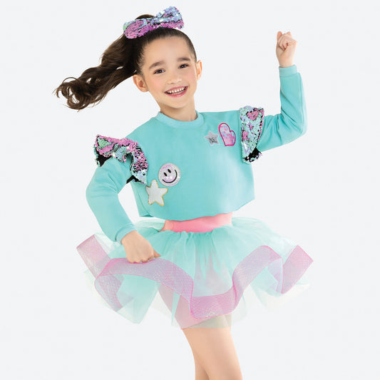 Pre-Owned Costume Revolution  RC23510 Medium Child Green Tutu Hip Hop Sequin