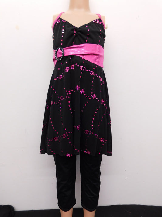 Pre-Owned Costume Weissman  4556 Medium Child Pink Dress Jazz Sequin