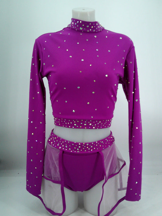 Pre-Owned Costume Kelle   XL Adult Purple 2 pc Jazz Rhinestones