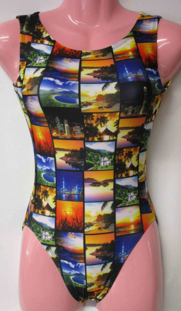 Pre-Owned Leotard Flip Flop  Vacation Large Child Colorful  Gymnastics Acro