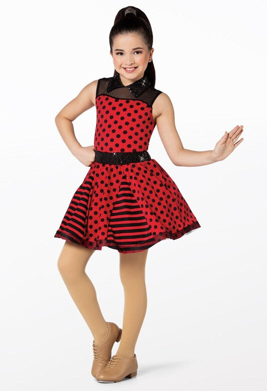 Pre-Owned Costume Weissman  12651 Intermediate Child Red Dress Musical Jazz Sequin 50's