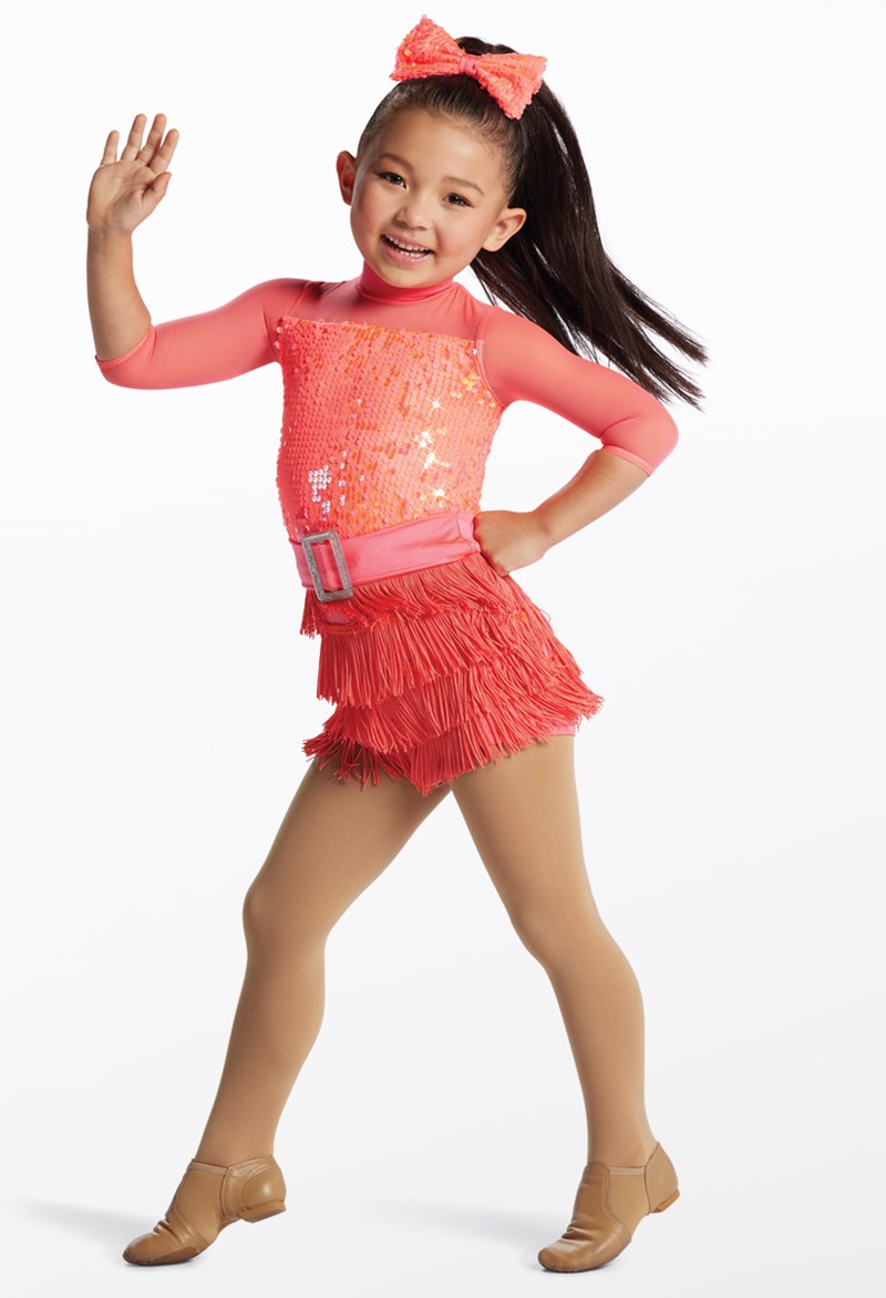 Pre-Owned Costume Weissman  12964 Medium Child Orange  Jazz Sequin