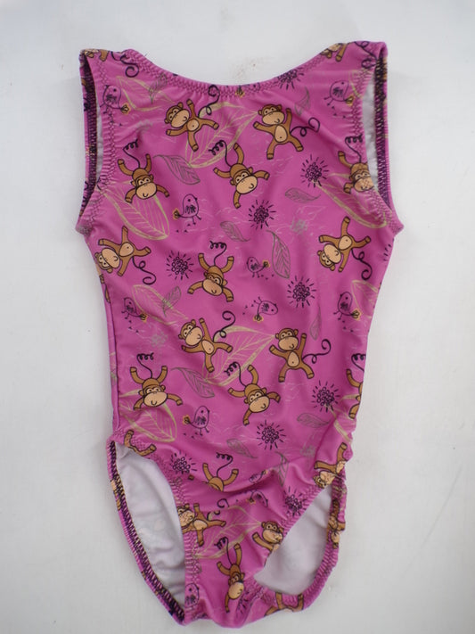 Pre-Owned Leotard Flip Flops   Large Child Monkey Pink  Gymnastics