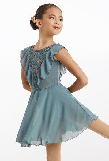 Pre-Owned Costume Weissman  10849 6X-7 Child Green Dress Contemporary Rhinestones