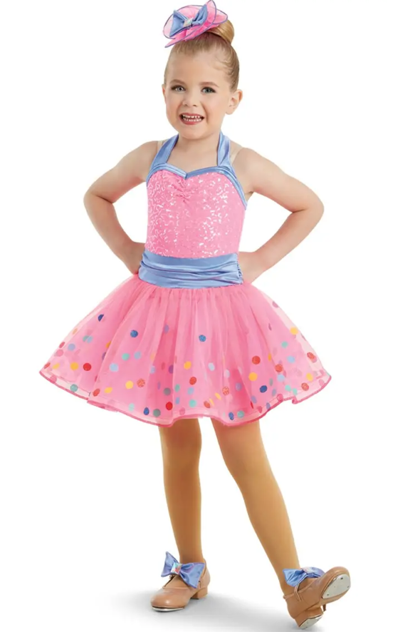 Pre-Owned Costume Weissman 10784 6x-7 Child Hot Pink Polka Dot Tap Ballet Sequin