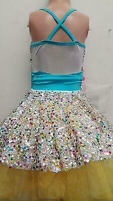 Pre-Owned Costume Curtain Call  E1215 Large Child Yellow Dress Jazz Sequin