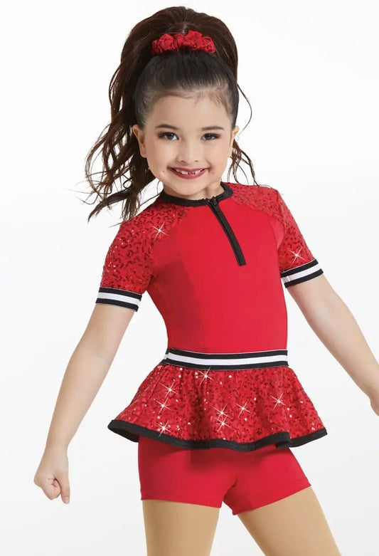 Pre-Owned Costume Weissman 12024 Medium Child Red Unitard Jazz Sequin