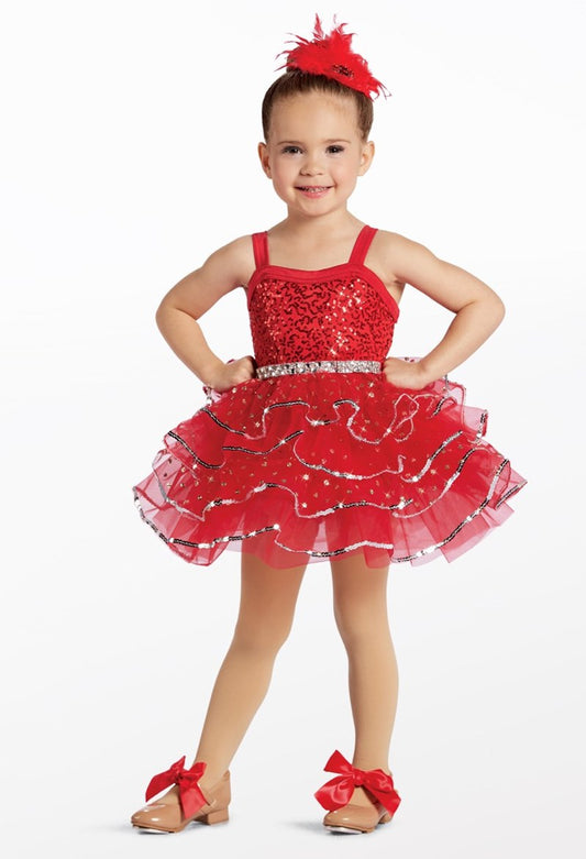 Pre-Owned Costume Weissman  15187 XS Child Red  Jazz Sequin